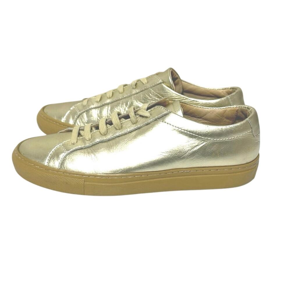 Common Projects Women’s Original Achilles Sneaker Gold Leather Lace Up 36 US 6 - Picture 3 of 11